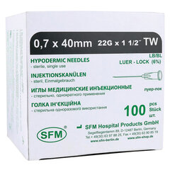 Иглы инъекционные одноразовые SFM 0,70 х 40 &mdash; 22G, КОМПЛЕКТ 100 шт.