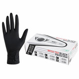 Перчатки нитриловые сверхпрочные с текстурой SFM MEGA TEX BLACK, Германия, 25 пар (50 штук), размер 9-10, XL (очень большой)