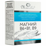 Магний B6+B1, B9, для улучшения состояния нервной системы, таблетки 60 шт., БАД, МИРРОЛЛА