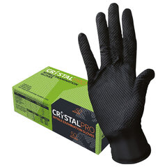 Перчатки нитриловые смотровые с текстурой CRYSTAL PRO, 25 пар (50 шт.), размер XL (очень большой), черные