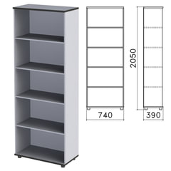 Шкаф (стеллаж) &laquo;Монолит&raquo;, 740&times;390&times;2050 мм, 4 полки, цвет серый, ШМ44.11