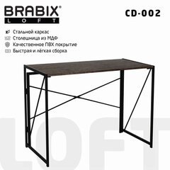 Стол на металлокаркасе BRABIX &laquo;LOFT CD-002&raquo;, 1000&times;500&times;750 мм, складной, цвет морёный дуб, 641212