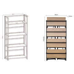 Стеллаж на металлокаркасе BRABIX &laquo;LOFT SH-001&raquo;, 600&times;300&times;1250 мм, складной, цвет дуб антик, 641229