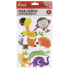 Наклейки из EVA &laquo;Зверята&raquo;, 8 шт., ассорти, ОСТРОВ СОКРОВИЩ, 661460