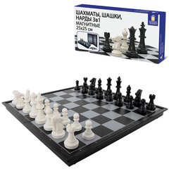 Шахматы, шашки, нарды магнитные &laquo;3 в 1&raquo; ХИТ, доска 25&times;25 см, ЗОЛОТАЯ СКАЗКА, 665763
