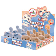 Игрушка пищалка мягкая заводная &laquo;Кот с рыбой&raquo;, 7,5 см, ассорти 2 цвета, WOOZOO (ВУЗУ), 666194