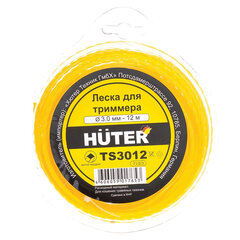 Леска для триммера HUTER TS3012, ВИТОЙ КВАДРАТ, 3 мм, 12 м, 71/<wbr/>2/3