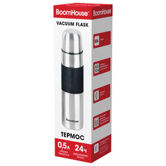 Термос 0,5 л, BOOMHOUSE (БУМХАУС) CLASSIC, нержавеющая сталь SUS304, черный силиконовый рукав, крышка/<wbr/>кружка, 700307
