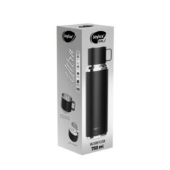 Термос 0,75 л JOYLUX (ДЖОЙЛЮКС) ULTRA, нержавеющая сталь SUS316, крышка/<wbr/>кружка, питейник, сито, черный матовый, 700314