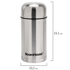 Термос 1 л для еды/<wbr/>напитков с широким горлом, BOOMHOUSE (БУМХАУС) WIDE, нержавеющая сталь SUS304, серебристый, 700320
