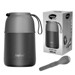 Термос 0,6 л для еды/<wbr/>напитков с широким горлом, JOYLUX (ДЖОЙЛЮКС) LUNCH, нержавеющая сталь SUS304, ложка-вилка, 700326