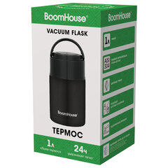 Термос 1 л для еды/<wbr/>напитков с широким горлом, BOOMHOUSE (БУМХАУС) LUNCH, нержавеющая сталь SUS304, черный, 700327