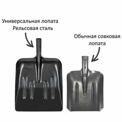 Лопата-ледоруб снеговая 33&times;37см &laquo;БУЛЬДОЗЕР&raquo; прочная РЕЛЬСОВАЯ СТАЛЬ, деревянный черенок, для мокрого снега, льда, щебня, ГРАНДМАСТЕР, 700334