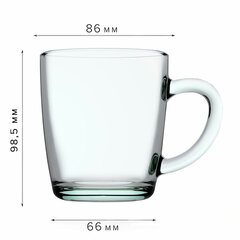 Кружка для чая с ручкой, 340 мл, 1 штука, стекло, PASABAHCE &laquo;БЕЙЗИК&raquo;, 55531СЛ1