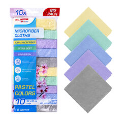 Салфетки из МИКРОФИБРЫ 30&times;30 см PASTEL COLOUR, big pack, КОМПЛЕКТ 10 штук, 180 г/<wbr/>м<sup>2</sup>, LAIMA HOME, 700608