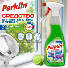 Средство для мытья стекол, зеркал, кафеля спрей/<wbr/>пена 500 мл, PERKLIN (ПЕРКЛИН) SUPER «Освежающий лайм», распылитель, 700630