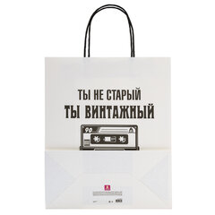 Пакет подарочный (1 штука) 26&times;13&times;32 см (L) &laquo;Funny Notes&raquo;, ассорти, крафт, ЗОЛОТАЯ СКАЗКА, 700824