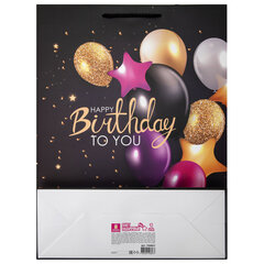 Пакет подарочный (1 штука) 33&times;13&times;45 см (XL), &laquo;Happy Birthday&raquo;, черный, фольга, ЗОЛОТАЯ СКАЗКА, 700857