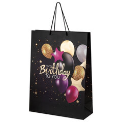 Пакет подарочный (1 штука) 33&times;13&times;45 см (XL), &laquo;Happy Birthday&raquo;, черный, фольга, ЗОЛОТАЯ СКАЗКА, 700857