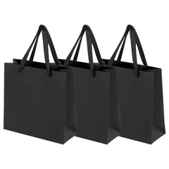 Пакет подарочный КОМПЛЕКТ 3 штуки, 20&times;8&times;20 см, &laquo;Business Kraft&raquo;, черный, крафт, ЗОЛОТАЯ СКАЗКА, 700863