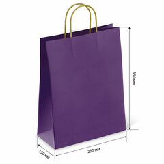 Крафт-пакет бумажный &laquo;Dark violet&raquo; 26&times;15&times;35 см, с кручеными ручками, 80 г/<wbr/>м<sup>2</sup>, моноцвет, 112405