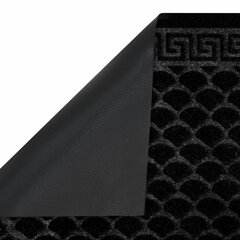 Коврик придверный 60&times;90 см, ЧЕРНЫЙ, грязезащитный, 430 г/<wbr/>м<sup>2</sup>, ПОЛУКРУГ, фактурный рисунок ЧЕШУЙКИ, ЛЮБАША, 701051