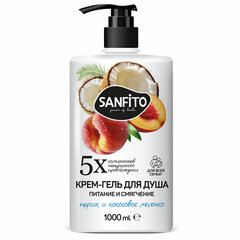 Гель для душа 1л, SANFITO &laquo;Персик и молочко&raquo;, питание и смягчение