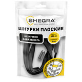 Шнурки плоские эластичные ЧЕРНЫЕ, длина 100 см, ширина 6 мм, 2 капсулы черного цвета, SHEGRA (ШЕГРА), 701713