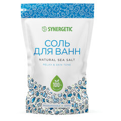 Соль для ванн 1 кг, SYNERGETIC &laquo;Детокс и расслабление&raquo;, морская, натуральная