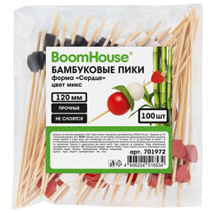 Шпажки-пики для канапе бамбуковые форма &laquo;Сердце&raquo; цвет микс 12 см, 100 шт., BOOMHOUSE (БУМХАУС), 701972