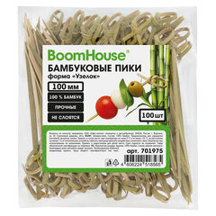 Шпажки-пики для канапе бамбуковые форма &laquo;Узелок&raquo; 10 см, 100 шт., BOOMHOUSE (БУМХАУС), 701975