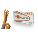 Перчатки нитриловые сверхпрочные с текстурой SFM MEGA TEX ORANGE, Германия, 25 пар (50 штук), размер M (средний)