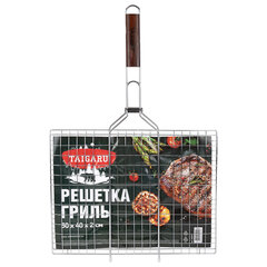Решетка-гриль универсальная, 60х(30&times;40&times;2 см), БОЛЬШАЯ, хромированная, TAIGARU (ТАЙГАРУ), 702551