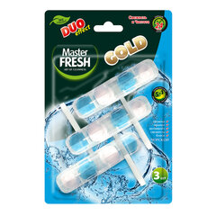 Блок туалетный подвесной твердый 3 шт. x 50 г, MASTER FRESH GOLD DUO EFFECT 5 в 1 &laquo;Морской&raquo;