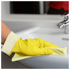 Перчатки VILEDA PROFESSIONAL &laquo;Контракт&raquo; латексные, МНОГОРАЗОВЫЕ, х/<wbr/>б напыление, размер S (малый), желтый, 174321
