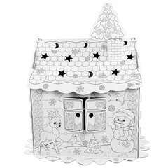 Картонный игровой развивающий Домик-раскраска &laquo;Новогодний&raquo;, высота 130 см, BRAUBERG kids, 880365
