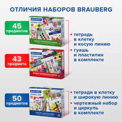 Набор школьных принадлежностей в подарочной коробке BRAUBERG &laquo;ПЕРВОКЛАССНИК 43 предмета&raquo;, 880949