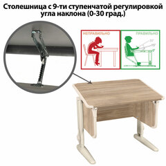 Стол-парта регулируемый &laquo;ДЭМИ&raquo; СУТ.41, 750&times;550&times;530-815 мм, бежевый каркас, пластик бежевый, дуб сонома (КОМПЛЕКТ)